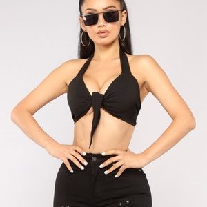Black halter crop top
